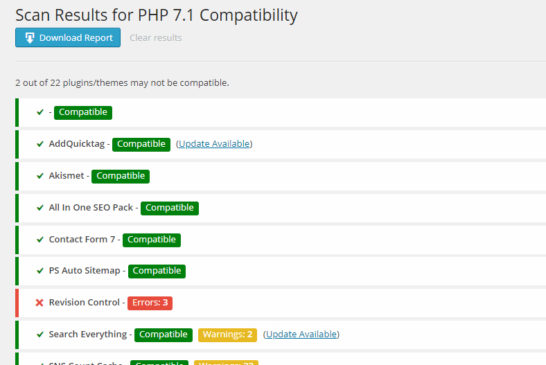 Wordpress PHP Compatibility Checker エラー